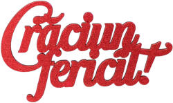 3db. "Crăciun fericit! " karácsonyi fa felirat 10 x 6cm - Metál piros (RT20-112)