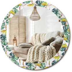  Kerek dekoratív fali tükör, fi 80cm, Trópusi levelek (010090550110300011868)