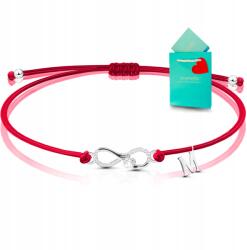 Infinity piros szerencse karkötő, 925 ezüst, gyémánt strasszokkal (bransoletka nieskończoność czerwona damska)