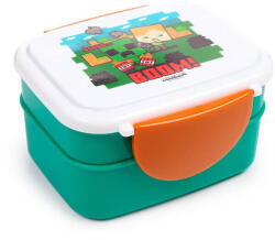 MINECRAFT mintás ételhordó, uzsonnás doboz szett, evőeszközökkel, Bento, Minecraft SSS… BOOM (PCT-LBOX135) - officetrade