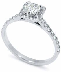 White & Black 0, 7 karátos princess gyémánt eljegyzési gyűrű - Halo - GIA (AU14091)