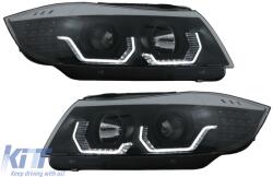 KITT 3D LED Angel Eyes első lámpa BMW 3 E90 Limousine E91 Touring (03.2005-08.2008) balkormányos modellekhez, fekete (HLBME90BLED)