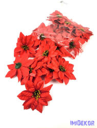  Mikulásvirág selyemvirág fej D13cm - Piros