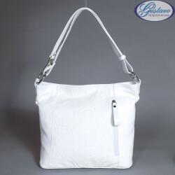  Női bőrtáska - fehér nyomott mintás
