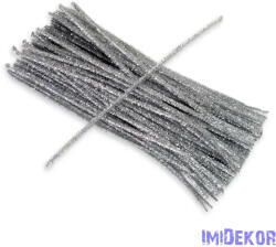  Csillogó zsenília drót - ezüst 100db/cs