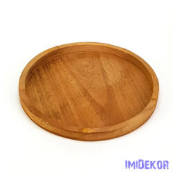  Natúr kerek masszív fa tálca alap 30cm - Barna