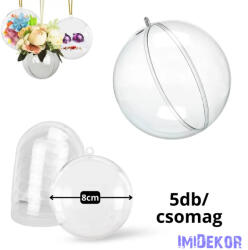  Ajándéktartó gömb műanyag 8cm 5db/cs