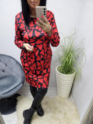  Csinos fekete alapon szívmintás zsebes tunika/ruha (236922)