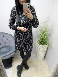  Puha meleg fekete alapon mintás tunika (430202)