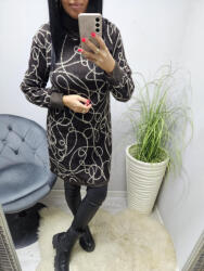  Puha meleg csokoládébarna alapon mintás tunika (364277)