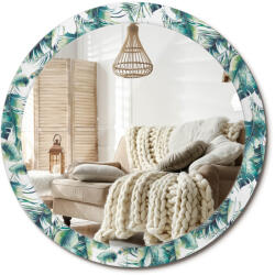  Kerek modern fali tükör, fi 90cm, levelek, üveg (010090550120300011585)