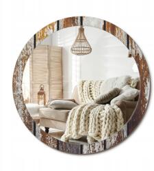 Függő tükör grafikával díszített üvegen XXL 100 cm Sötét vintage fa (010090550130300053762)