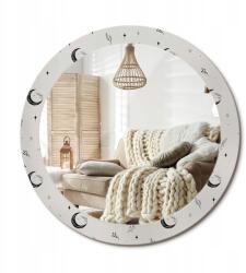  Kerek fali tükör, 80cm, Doodle növények, üveg nyomtatással (010090550110300072625)