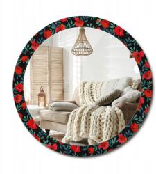 Függő tükör üveg kerettel, nyomott mintával Nagy fi 90 cm Piros pipacs (010090550120300072615)