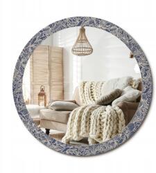  Kerek dekoratív falra akasztható tükör, XXL 100cm, Virágok, 4mm, fém medálokkal (010090550130300020756)