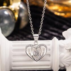  Szerelem nyaklánc medál nőknek, S925 ezüst, cirkónia, fehér