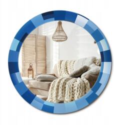  Fali tükör, 70cm, kék absztrakt, edzett üvegre nyomtatott (010090550100300072622)