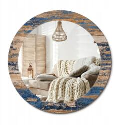  Dekoratív tükör, fi 70cm, absztrakt fa mintával, fém medálokkal rögzítve (010090550100300053754)