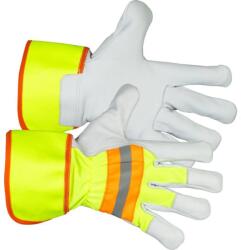 Strend Pro Manusi poliester/piele, reflectorizante, alb si galben, marimea 10/XL, Strend Pro Janus (3134301) - edanco