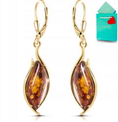 promette Arany fülbevaló borostyán lógó ezüst aranyozott balti borostyán 925 (kolczyki z bursztynem złote pozłacane srebro)