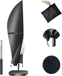 Linarun Husa de protectie pentru umbrela de gradina Linarun , 205 cm, material Oxford 600D impermeabil, rezistenta la UV E i vant, cu fermoar E i tija de A nchidere inclusa