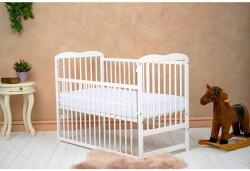 Qmini Patut bebe lemn pin Qmini Agata 120x60 cm, alb, laterala culisanta, 3 nivele saltea (QMAGA03AL)