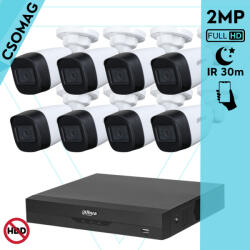 Dahua 8 cső kamerás analóg megfigyelőrendszer 2MP HD cső biztonsági kamera, 2.8 mm fix objektívvel (XVR5108HSI3-HACHFW1200C0280BS6-KOMPAKT-8)