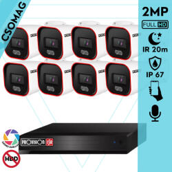 Provision-ISR 8 cső kamerás analóg megfigyelőrendszer 2MP színes éjjellátó biztonsági kamera 20m fehérfény (SH8100A5N2LMMV2-PRBSV320AR36-KOMPAKT-8)