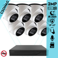 Techson 7 turret kamerás IP megfigyelőrendszer 2MP turret biztonsági kamera, 2.8 mm-es fix objektívvel, PoE, SD kártya foglalattal, beépített mikrofonnal, IR LED 30m, kültéri, fém ház (TCRI12S08PNS-TCIEA5E002