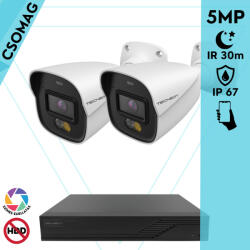 Techson 2 cső kamerás analóg megfigyelőrendszer 5MP HD cső biztonsági kamera, 2.8 mm fix objektívvel, beépített mikrofon (TCRA12S204NS-TCAED1C905WIA28-KOMPAKT-2)