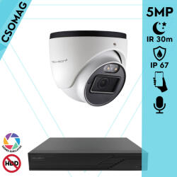 Techson 1 dome kamerás analóg megfigyelőrendszer 5MP HD dóm biztonsági kamera, 2.8 mm fix objektívvel, beépített mikrofon (TCRA12S204NS-TCAED1E005WIA28-DOME-1)