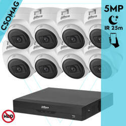 Dahua 8 dome kamerás analóg megfigyelőrendszer 5MP HD dóm biztonsági kamera, 2, 8 mm fix objektív, beltéri (XVR5108HSI3-HACT1A51U0280BS2-DOME-8)
