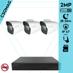 Techson 3 cső kamerás IP megfigyelőrendszer 2MP cső biztonsági kamera, 2.8 mm-es fix objektívvel, SD kártya foglalattal, PoE, IR LED 30m, kültéri, fém ház (TCRI12S04PNS-TCIEA5C902IHAM28-KOMPAKT-3)