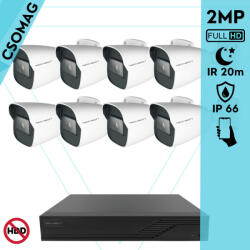 Techson 8 cső kamerás analóg megfigyelőrendszer 2MP HD cső biztonsági kamera, 2.8 mm fix objektívvel (TCRA12S408NS-TCAEB5C902IH28-KOMPAKT-8)