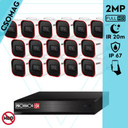 Provision-ISR 16 cső kamerás analóg megfigyelőrendszer 2MP HD Pro biztonsági kamera, inframegvilágítás 20m, 2.8mm fix lencse, 88° látószög (SH16200A5N2LMMV2-I2320A28-KOMPAKT-16)
