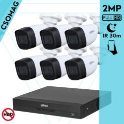 Dahua 6 cső kamerás analóg megfigyelőrendszer 2MP HD cső biztonsági kamera, 2.8 mm fix objektívvel (XVR5108HSI3-HACHFW1200C0280BS6-KOMPAKT-6)