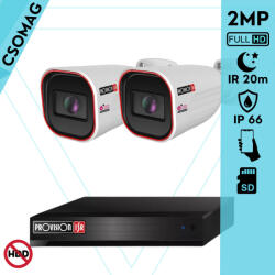 Provision-ISR 2 cső kamerás IP megfigyelőrendszer 2MP HD cső biztonsági kamera, 2.8 mm-es fix objektívvel, PoE, beépített mikrofonnal, IR LED 20m, kültéri, fém ház (NVR54100PXNMM-I2320IPSN28V4-KOMPAKT-2)