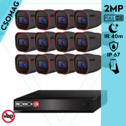 Provision-ISR 12 cső kamerás analóg megfigyelőrendszer 2MP HD Pro biztonsági kamera, variálható fókuszú objektív, 40m éjjellátás (SH16200A5N2LMMV2-I4320AVFG-KOMPAKT-12)