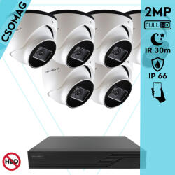 Techson 6 dome kamerás analóg megfigyelőrendszer 2MP HD dóm biztonsági kamera, 2.8 mm fix objektívvel (TCRA12S408NS-TCAEB5E002IH28-DOME-6)