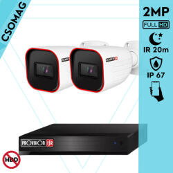 Provision-ISR 2 cső kamerás analóg megfigyelőrendszer 2MP HD Pro biztonsági kamera, inframegvilágítás 20m, 2.8mm fix lencse, 88° látószög (SH4100A5N2L-I2320A28-KOMPAKT-2)