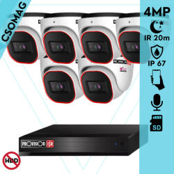 Provision-ISR 6 dome kamerás IP megfigyelőrendszer 4MP dóm biztonsági kamera, 2.8 mm-es fix objektívvel, arcfelismerő EyeSight, beépített mikrofonnal, PoE, microSD kártyafoglalat, IR 20m, kültéri és beltéri (NVR582