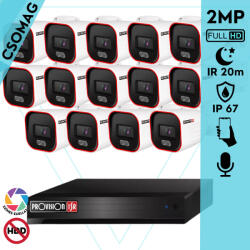 Provision-ISR 14 cső kamerás analóg megfigyelőrendszer 2MP színes éjjellátó biztonsági kamera 20m fehérfény (SH16200A5N2LMMV2-PRBSV320AR36-KOMPAKT-14)