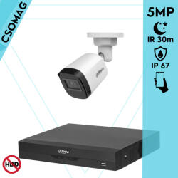 Dahua 1 cső kamerás analóg megfigyelőrendszer 5MP HD cső biztonsági kamera, 2.8 mm fix objektív (XVR5104HSI3-HACB1A51U0280BS2-KOMPAKT-1)