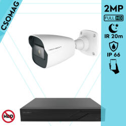 Techson 1 cső kamerás analóg megfigyelőrendszer 2MP HD cső biztonsági kamera, 2.8 mm fix objektívvel (TCRA12S204NS-TCAEB5C902IH28-KOMPAKT-1)