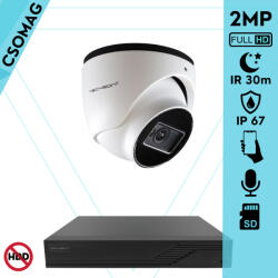 Techson 1 turret kamerás IP megfigyelőrendszer 2MP turret biztonsági kamera, 2.8 mm-es fix objektívvel, PoE, SD kártya foglalattal, beépített mikrofonnal, IR LED 30m, kültéri, fém ház (TCRI12S04PNS-TCIEA5E002