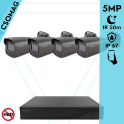 Techson 4 cső kamerás analóg megfigyelőrendszer 5MP HD cső biztonsági kamera, 2.8 mm fix objektívvel, antracitszürke fém ház (TCRA12S204NS-TCAEB3C005I50A28-KOMPAKT-4)