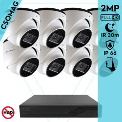 Techson 8 dome kamerás analóg megfigyelőrendszer 2MP HD dóm biztonsági kamera, 2.8 mm fix objektívvel (TCRA12S408NS-TCAEB5E002IH28-DOME-8)