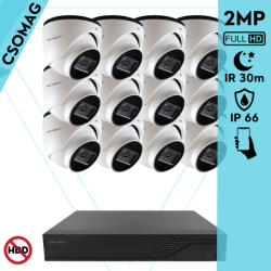 Techson 12 dome kamerás analóg megfigyelőrendszer 2MP HD dóm biztonsági kamera, 2.8 mm fix objektívvel (TCRA12M816-TCAEB5E002IH28-DOME-12)