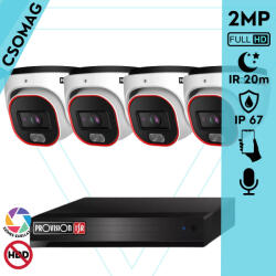 Provision-ISR 4 dome kamerás analóg megfigyelőrendszer 2MP színes éjjellátó biztonsági kamera 20m fehérfény (SH4100A5N2L-DV320AR36-DOME-4)