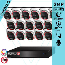 Provision-ISR 16 dome kamerás analóg megfigyelőrendszer 2MP színes éjjellátó biztonsági kamera 20m fehérfény (SH16200A5N2LMMV2-DV320AR36-DOME-16)